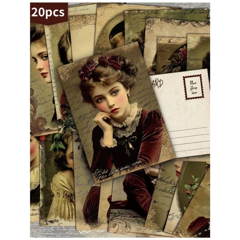 NWT 20 Vintage Victorian Ephemera Postcard Pack Double Sided Journal Paper Craft